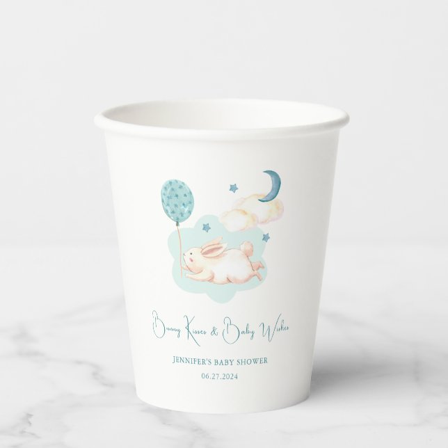 Gobelets En Papier Baby shower bleu Bunny Dreams (Recto)