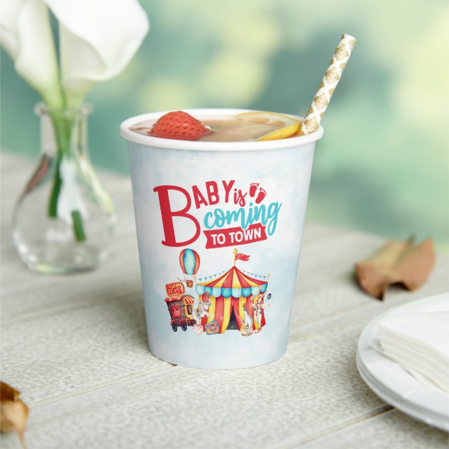 Gobelets En Papier Baby shower bleu Carnival Circus (Insitu)