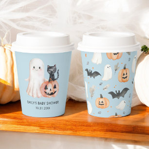 Gobelets En Papier Baby shower bleu de Little Boo Halloween