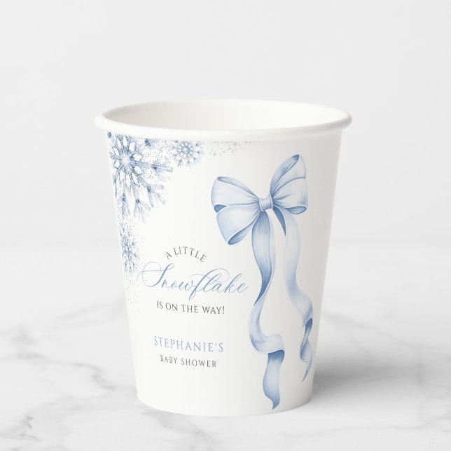 Gobelets En Papier Baby shower Blue Snowflake (Recto)
