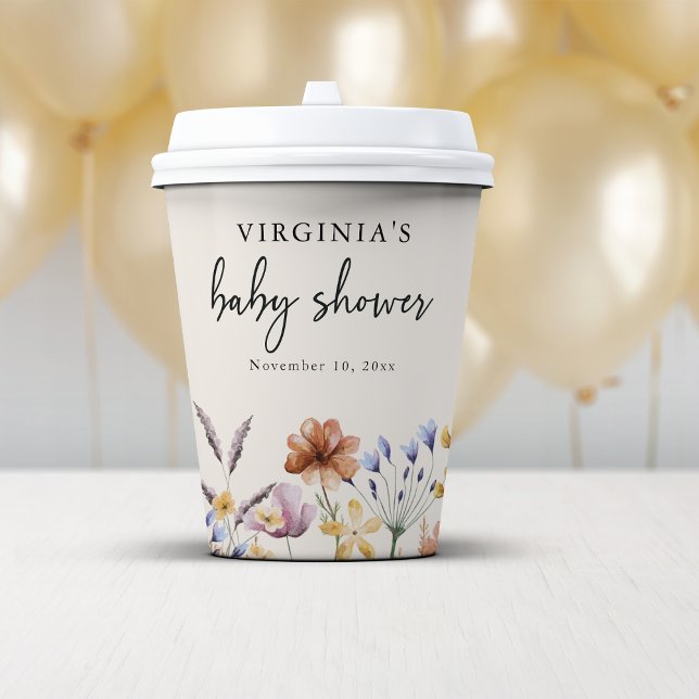 Gobelets En Papier Baby shower Boho (Boho Floral Baby Shower Paper Cups by Painted Paperie
)