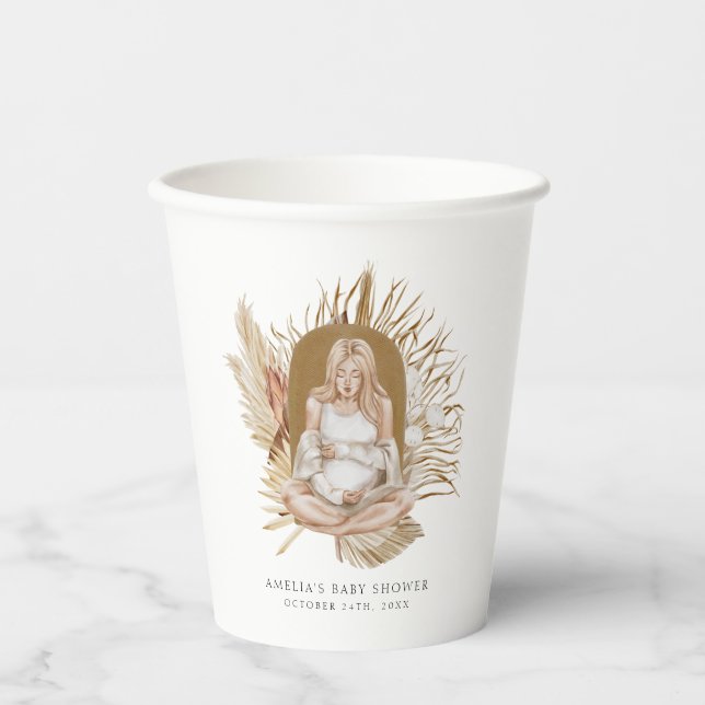 Gobelets En Papier Baby shower Boho Florals (Recto)