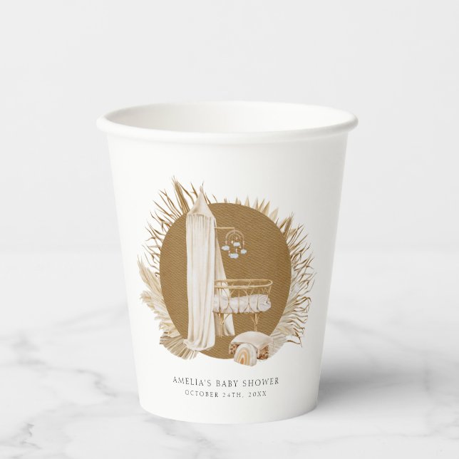 Gobelets En Papier Baby shower Boho Florals (Recto)