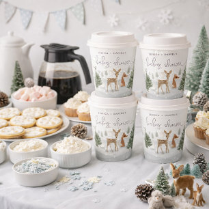 Gobelets En Papier Baby Shower Bois de Noël Bohème Hivernal