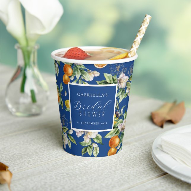 Gobelets En Papier Baby Shower Botanique Aquarelle Citron  (Insitu)