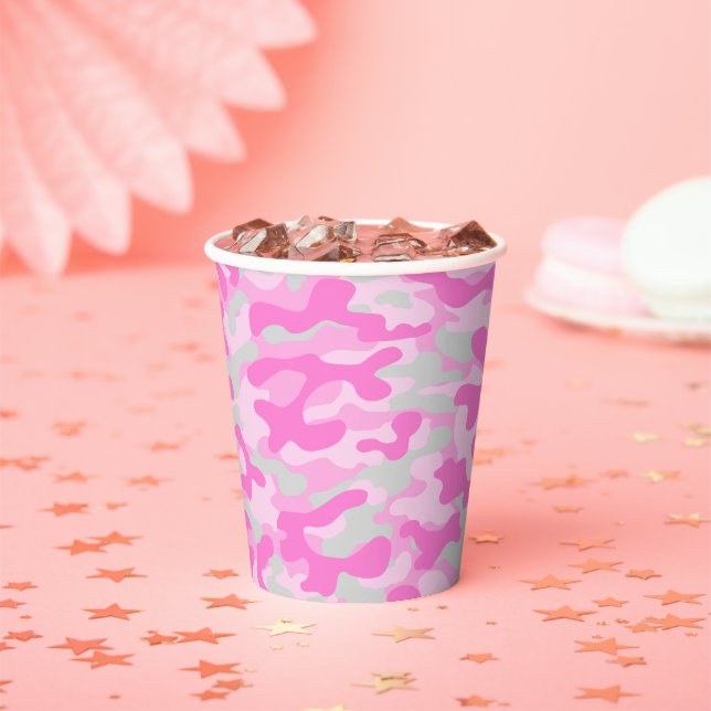 Gobelets En Papier Baby Shower Camo Rose  (Insitu)