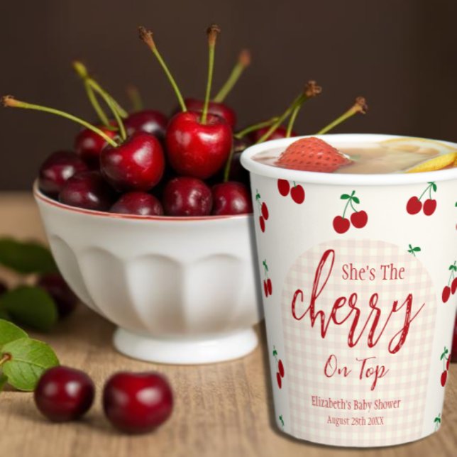 Gobelets En Papier Baby shower cerises (Créateur téléchargé)
