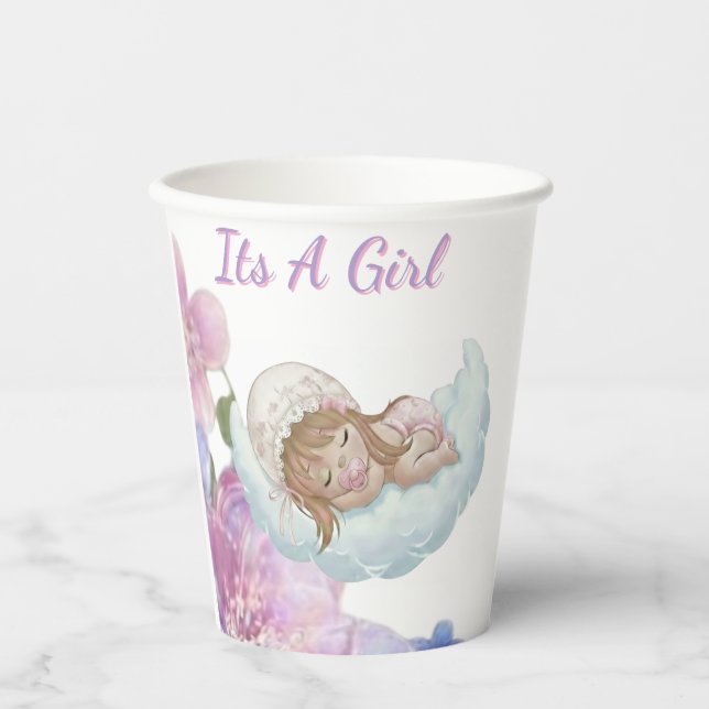 Gobelets En Papier Baby Shower C'est une fille (Recto)