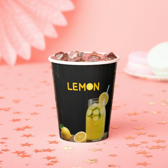 Gobelets En Papier Baby shower citron rustique (Insitu)