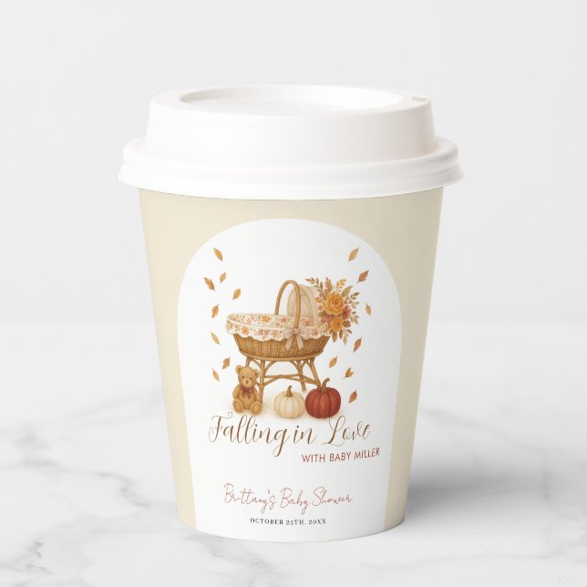 Gobelets En Papier Baby shower Citrouille d'automne (Recto)