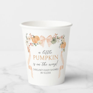 Gobelets En Papier Baby shower Citrouille Orange Bow