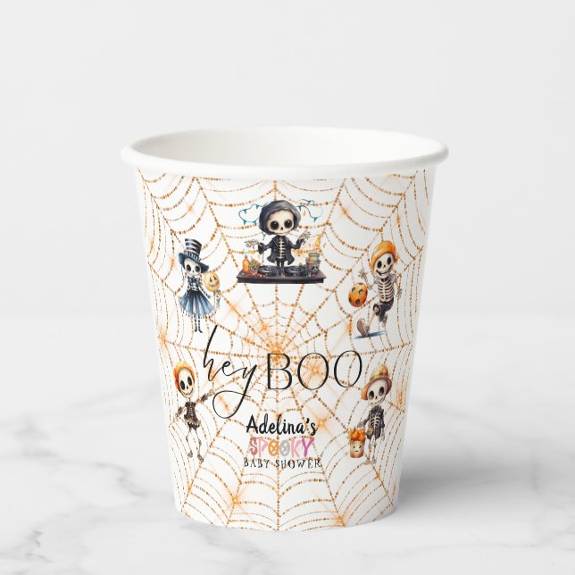 Gobelets En Papier Baby shower Costume Halloween Boo Skeletons Éffray (Recto)