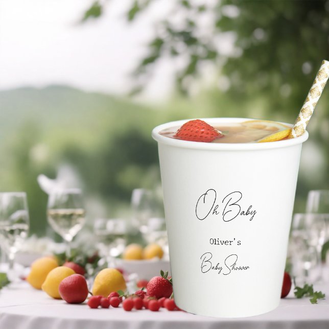 Gobelets En Papier Baby shower d'accueil simple et élégant (Créateur téléchargé)