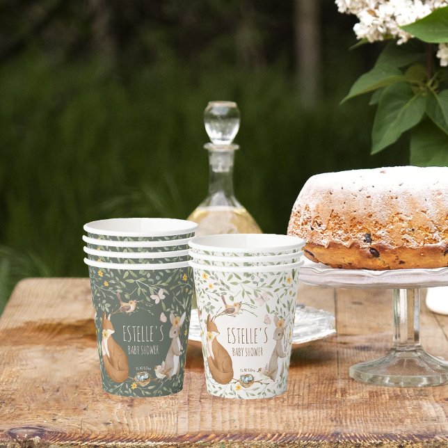 Gobelets En Papier Baby shower d'amis de la forêt (Créateur téléchargé)
