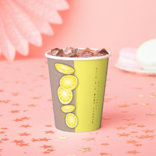 Gobelets En Papier Baby shower d'arrosage moderne en tranches de citr