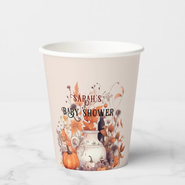 Gobelets En Papier Baby shower d'automne citrouille Boho (Recto)