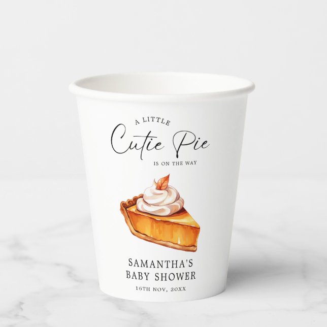 Gobelets En Papier Baby shower d'automne du Citrouille Cutie Pie (Recto)