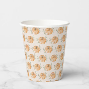 Gobelets En Papier Baby shower d'automne Orange Little Citrouille Mot