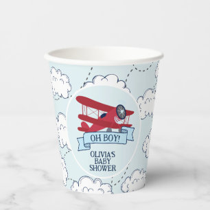 Gobelets En Papier Baby shower d'avion rouge