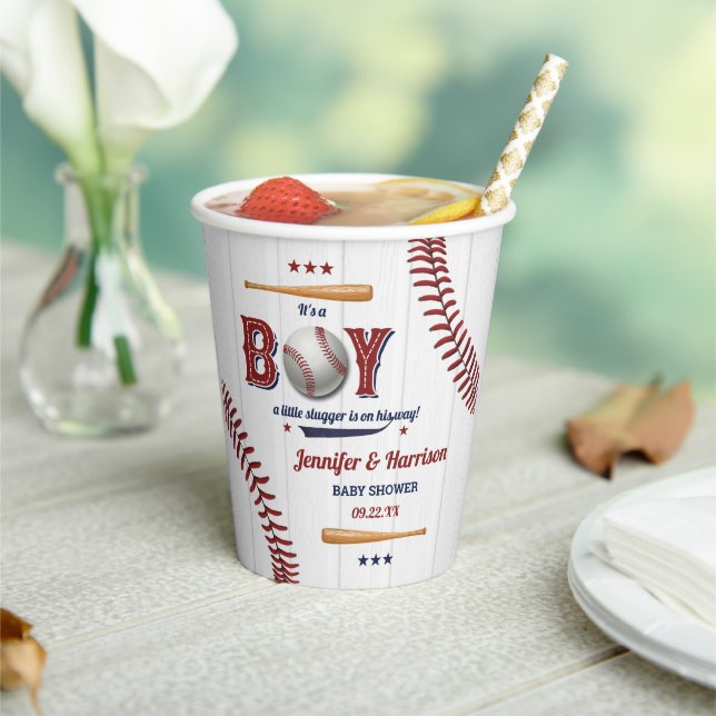 Gobelets En Papier Baby shower de baseball garçons (Insitu)