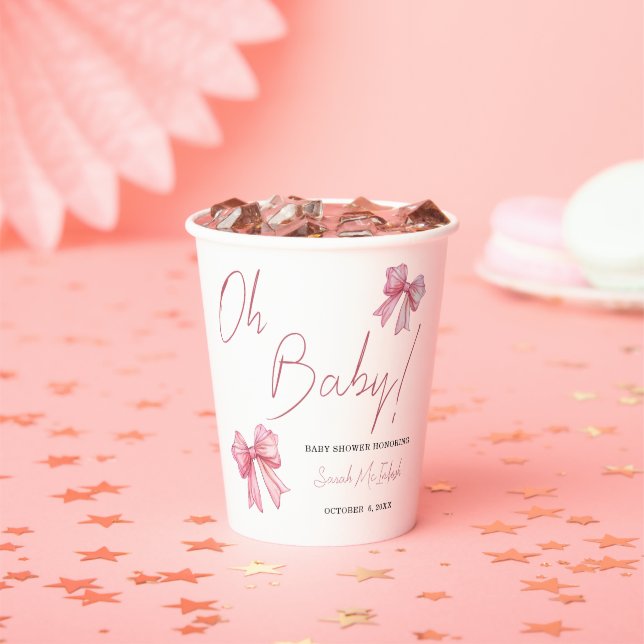 Gobelets En Papier Baby shower de boule rose (Insitu)