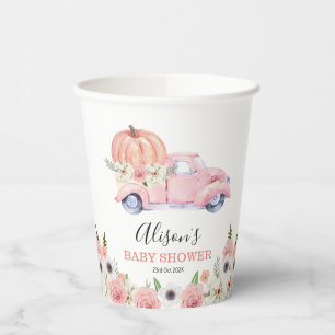 Gobelets En Papier Baby shower de camion Citrouille rose automne