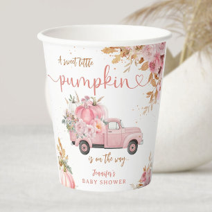 Gobelets En Papier Baby shower de camion Citrouille rose papier d'aut