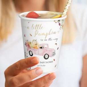 Gobelets En Papier Baby shower de camion Vintage Little Citrouille Fa