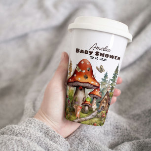 Gobelets En Papier Baby shower de champignons de forêt rustique autom