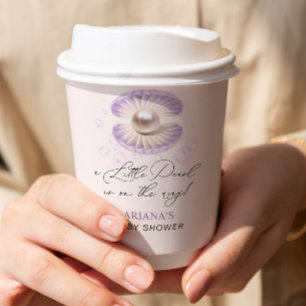 Gobelets En Papier Baby shower de coque pourpre à petite perle en aqu