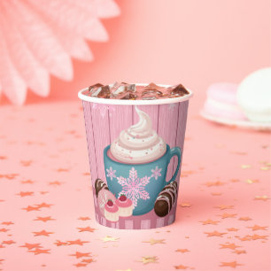 Gobelets En Papier Baby shower de crème humide en bois rose