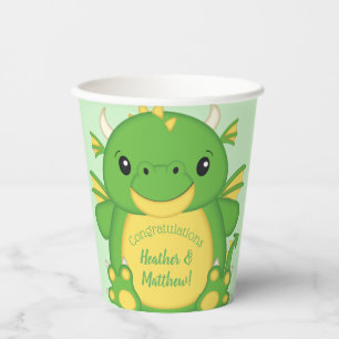 Gobelets En Papier Baby shower de dragon vert