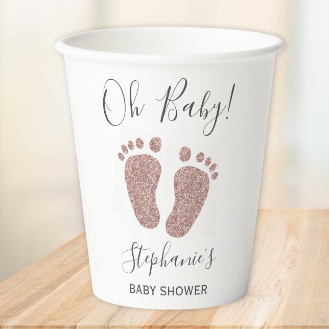 Gobelets En Papier Baby shower de fille de Parties scintillant rose (Créateur téléchargé)