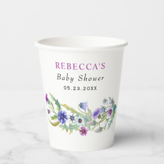 Gobelets En Papier Baby shower de fleur sauvage à fleurs
