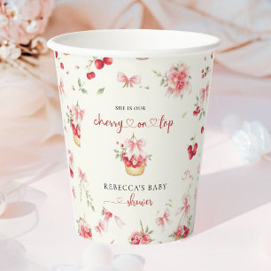 Gobelets En Papier Baby shower de fleurs de cerisier d'aquarelle Pa