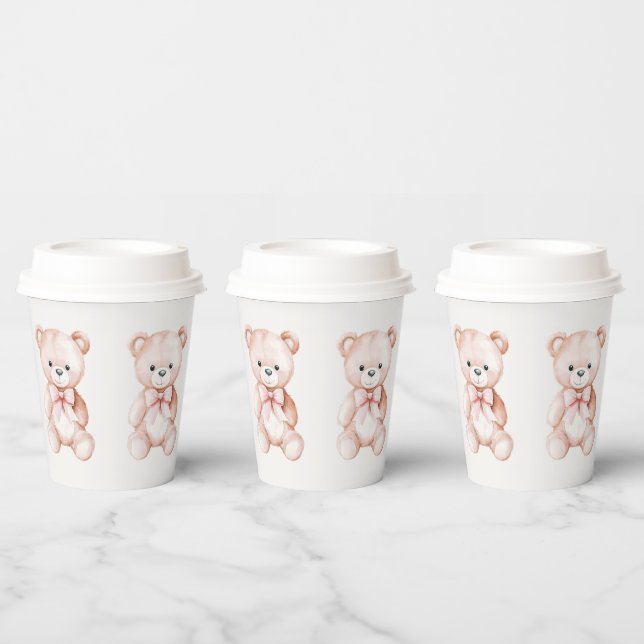 Gobelets En Papier Baby shower de la fille Teddy Bear (Multi)