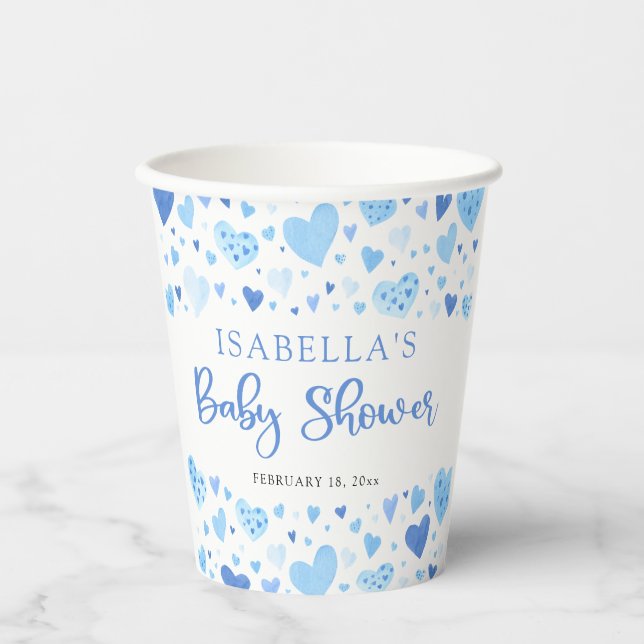 Gobelets En Papier Baby shower de la Saint Valentin Blue Little Sweet (Recto)