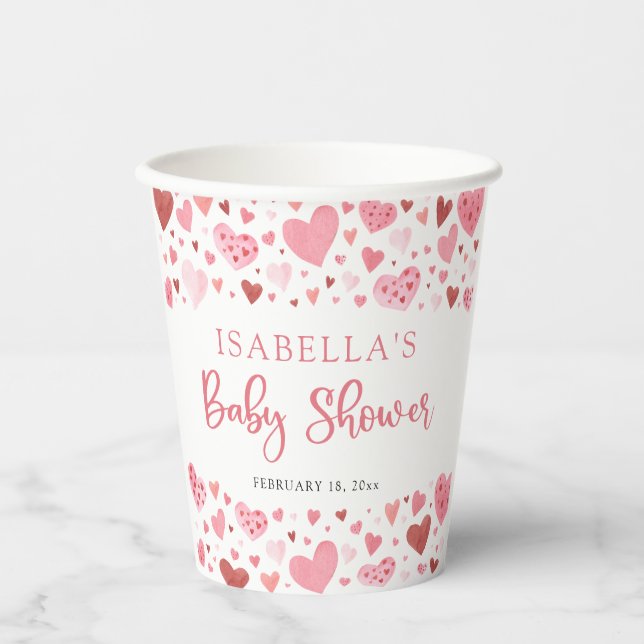 Gobelets En Papier Baby shower de la Saint Valentin Pink Little Sweet (Recto)