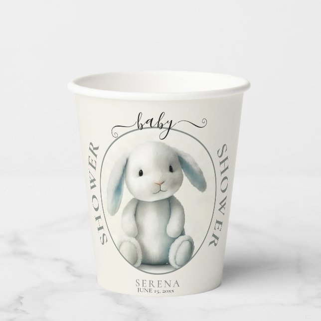 Gobelets En Papier Baby shower de lapin farci de boue (Recto)