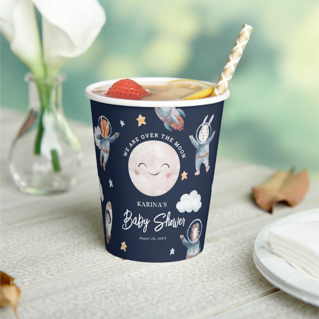 Gobelets En Papier Baby shower de l'espace animal boisé mignon (Insitu)