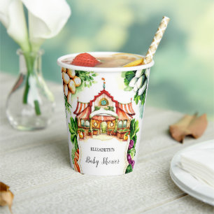 Gobelets En Papier Baby shower de marché de Boho Cabbage Farmer