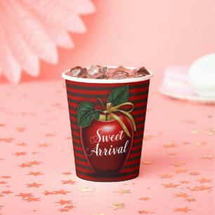 Gobelets En Papier Baby shower de pomme rouge d'arrivée douce
