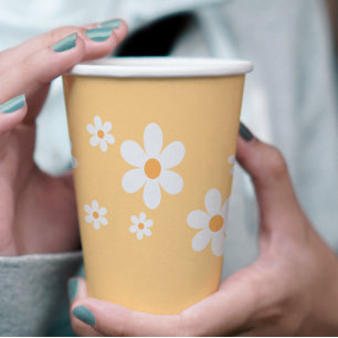 Gobelets En Papier Baby shower de saumons jaunes Retro Daisy