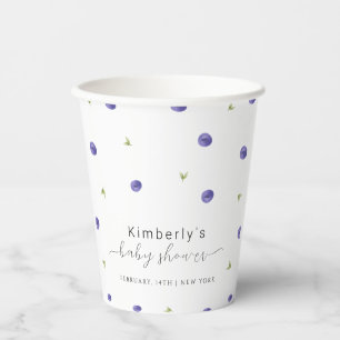 Gobelets En Papier Baby shower d'été Watercolor Blueberry Farm