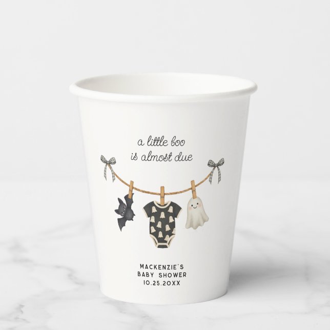 Gobelets En Papier Baby shower d'Halloween Little Boo (Recto)