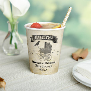 Gobelets En Papier Baby shower d'Halloween vintage