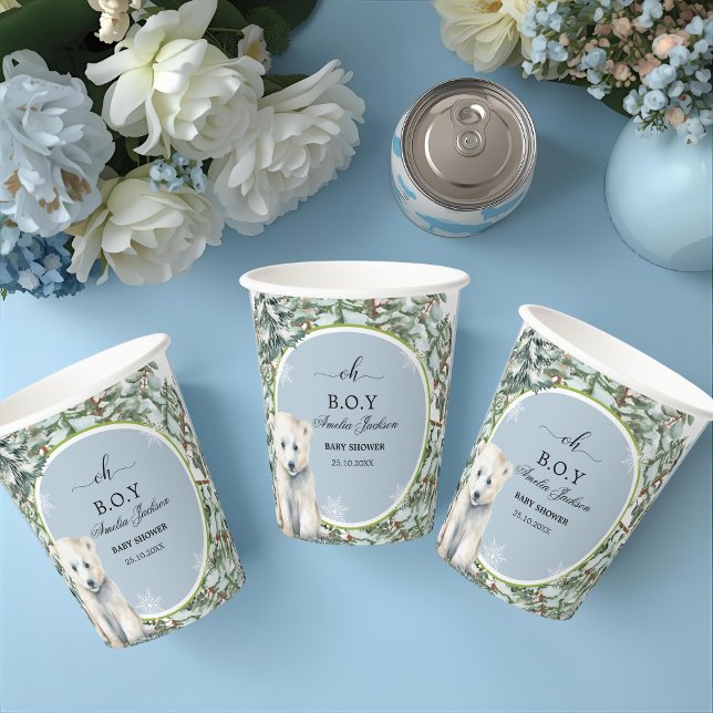 Gobelets En Papier baby shower d'hiver invitation à la douche bébé (Créateur téléchargé)