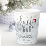 Gobelets En Papier Baby shower d'hiver père Noël Baby Christmas<br><div class="desc">Calligraphie adorable avec des flocons de neige,  invitation à la douche pour bébé sur le thème de l'hiver. Facile à personnaliser avec vos détails. Vérifiez la collection pour rechercher les éléments correspondants comme cartes de boîtier.</div>