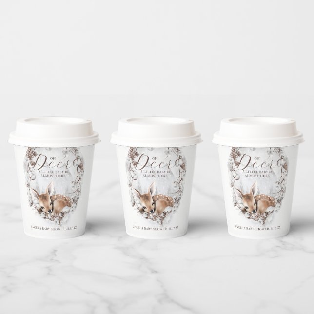 Gobelets En Papier Baby shower d'hiver Woodland Oh Deer (Multi)