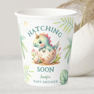 Gobelets En Papier Baby shower Dinosaur fille rose mignonne Dino